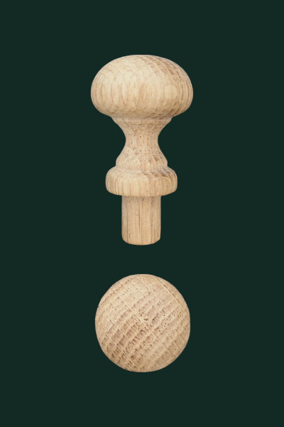 Kastknopje deurknop rond eiken hout